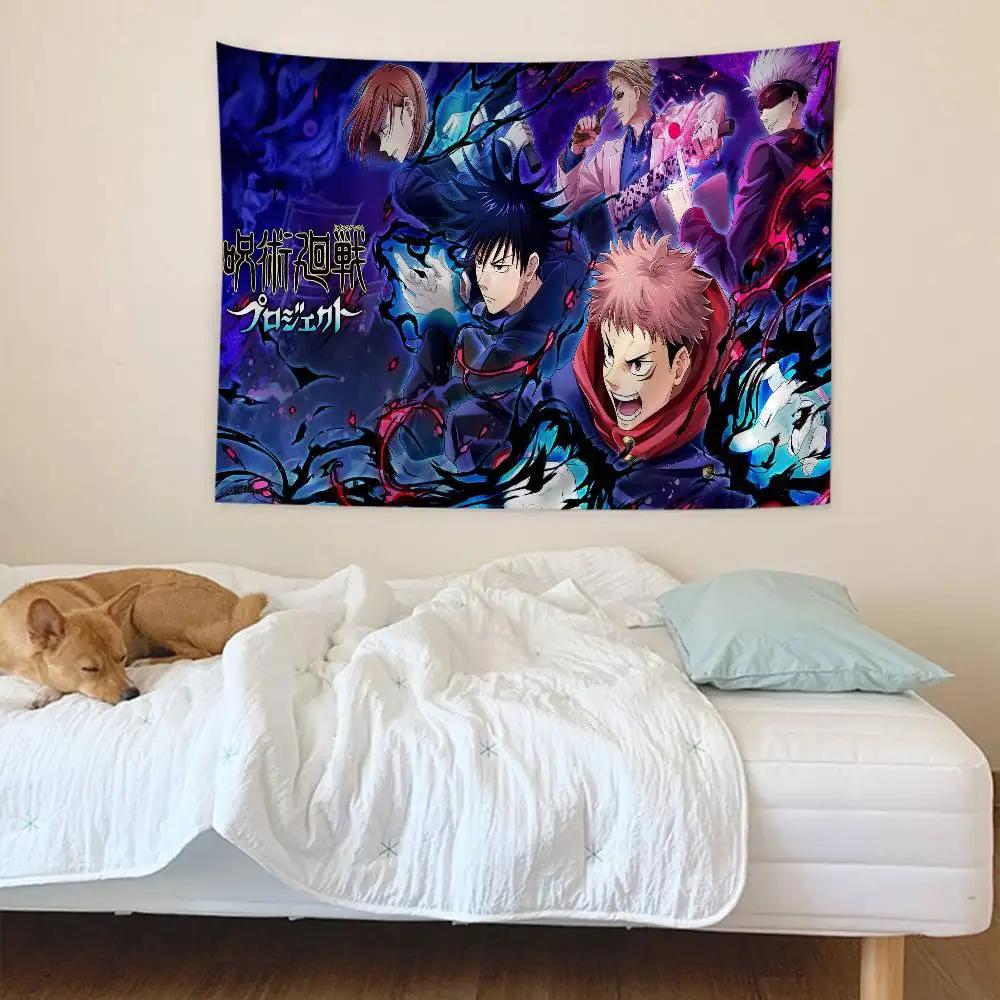 Jujutsu Kaisen Cartoon DIY Wall Tapestry Hanging Tarot Hippie Wall Rugs Dorm INS Home Decor