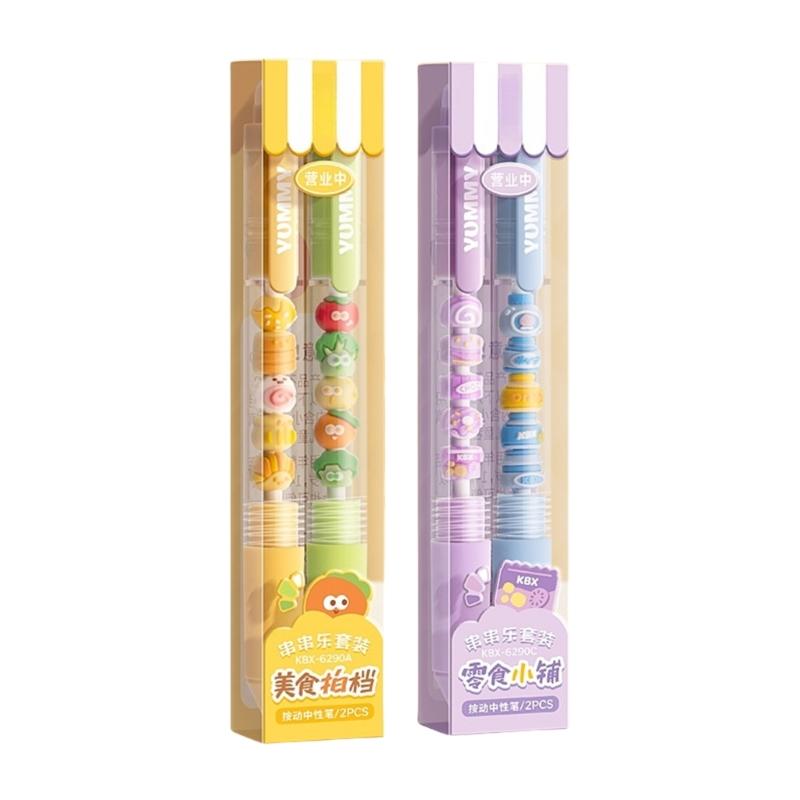 2/4Pcs Cartoon Beaded Gel Pen Retractable Gel Pen 0.5mm Tip Studewnt Writing Pen Quick Drying for Writing Journaling