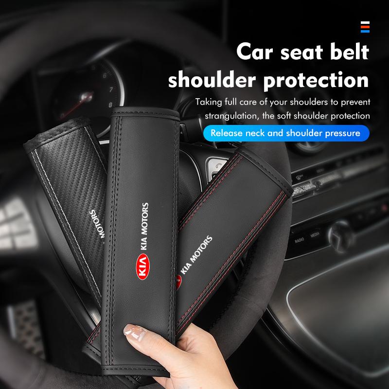 Leather Car Seat Belt Shoulder Protector Seat Belt Cover For KIA Sportage Rio Ceed Niro Soul Stonic Picanto ProceedEY1