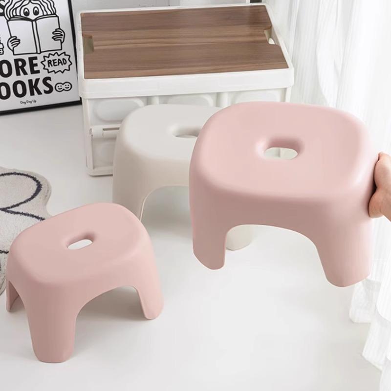 Multifunctional Stackable Plastic Stool for Living Room, Bathroom, or Kids' Room.