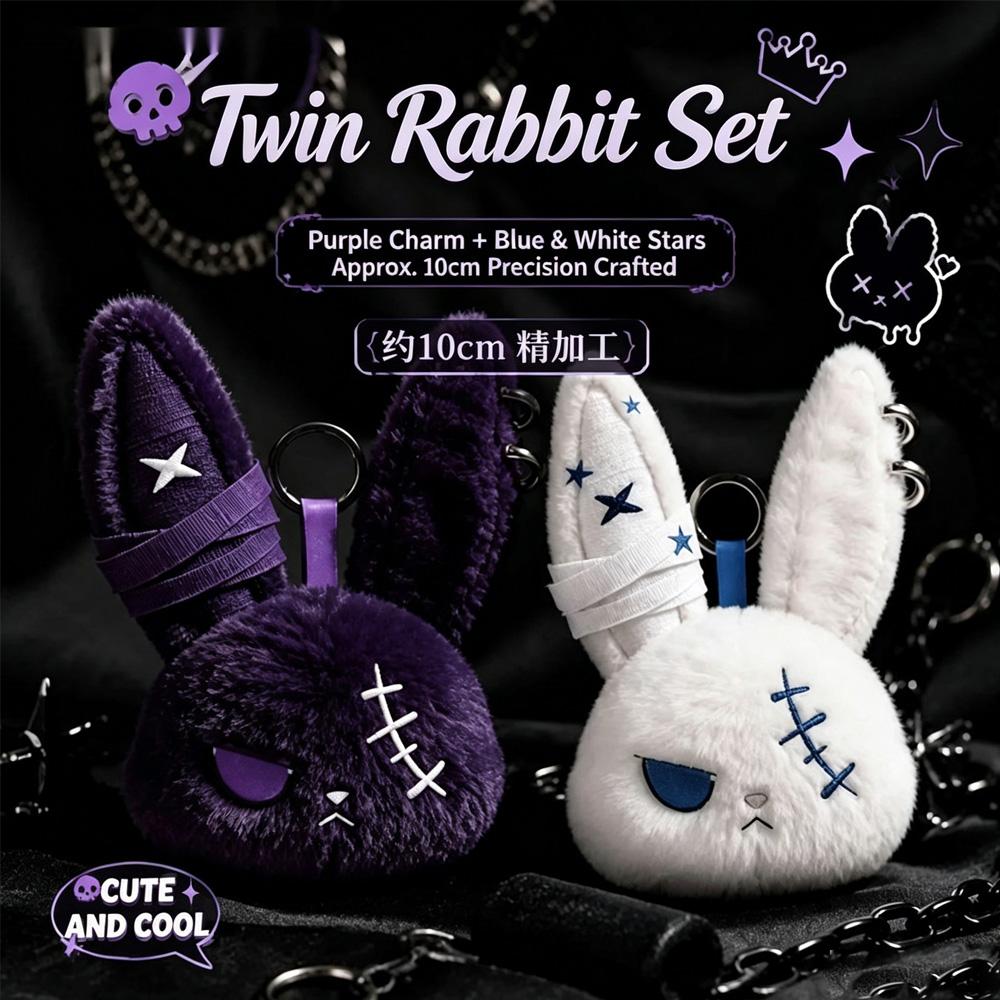 Goth Bandage Bunny Plush Keychain Stitched Scar Rabbit Bag Charm Soft Fluffy Pendant Gift For Teen Girls Backpack Decor