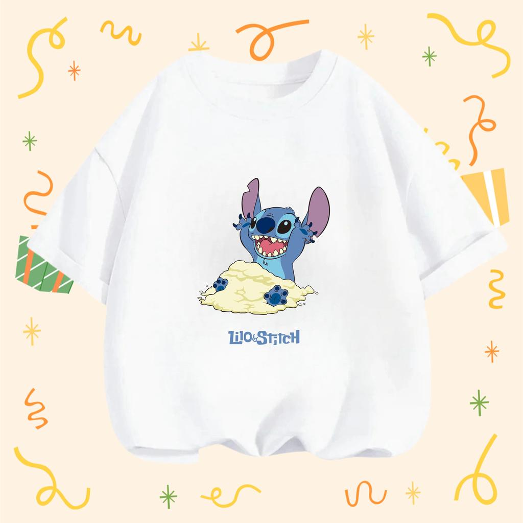 Stitch Cartoon Smiley Face 2026 Summer Casual Top for Boys and Teenagers