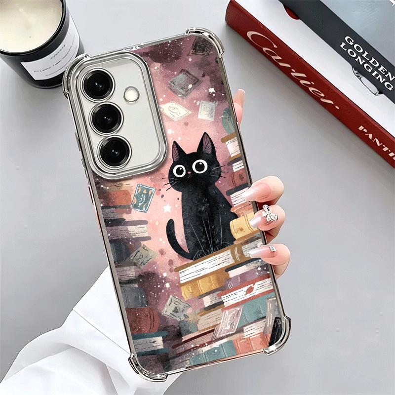 

Cute Cat Bookshelf Interesting Soft Phone Case For Samsung A17 A27 A07 A37 A57 A16 A56 A15 A55 A14 A54 A13 A53 A26 A36 A25 A35 A Samsung A27