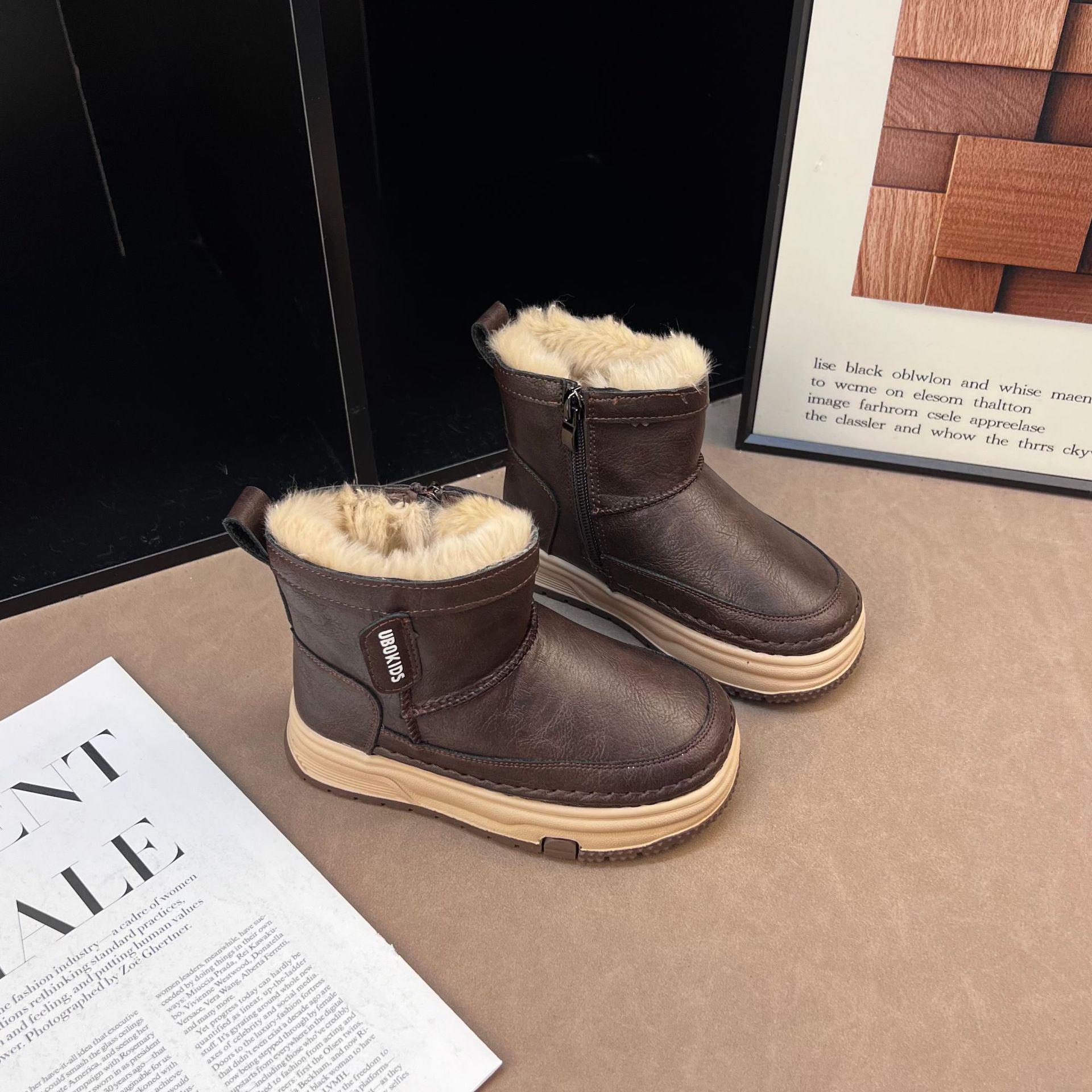 Children s 2025 Winter Plush Snow Boots: Waterproof, Trendy, and Velvet-Lined for Boys and Girls 29 кофейный