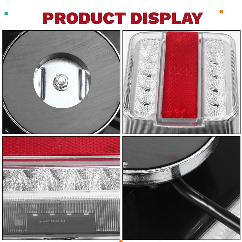 1Set 12V Reflector Trailer Rear Tail Light Brake Stop Indicator License Number Plate Lamp Truck 7 Pin Plug