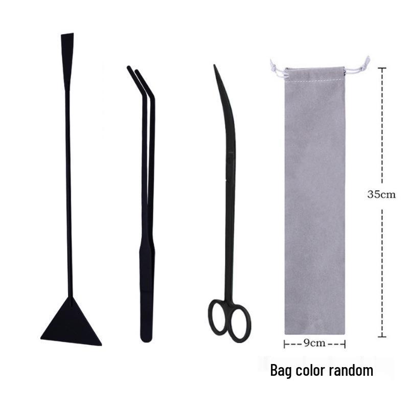 Aquatic Plant Trimming Kit: Stainless Steel Tweezers, Scissors, Clips, Flat Sand Shovel, Algae Scraper, Fish Tank Cleaning Supplies