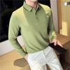 Spring Autumn New Long-Sleeved Men's Polo Shirt Lapel T-Shirt Korean Mens Collared Tops Tees Men Soild Color T-Shirt Bottoming Shirt