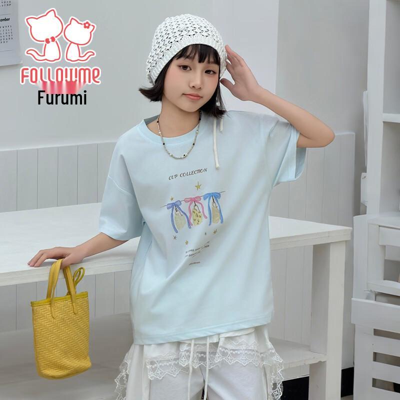 Fulomi Girls  Summer Short Sleeve T-Shirt 130
