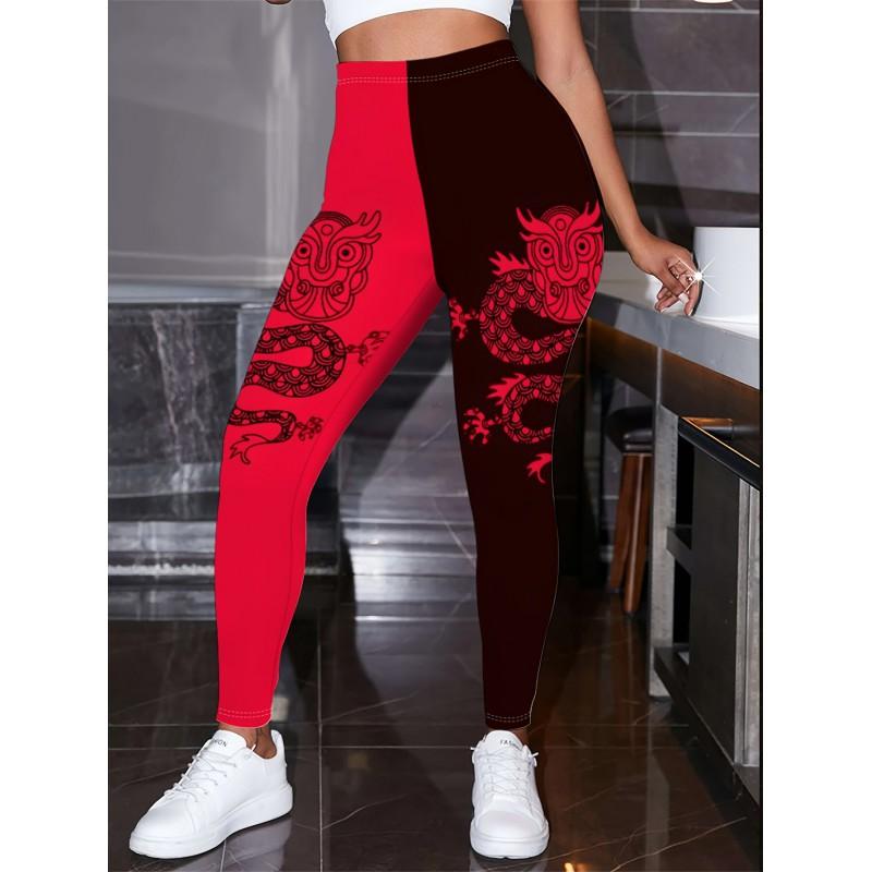 2026 Womens High-Waist Printed Yoga Leggings Casual Slim Fit Activewear Pants