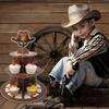 Unique Cowboy Wheel Shape Paper Cake Stand Western Style 3 Tier Cake Stand for Parties and Events with Easy Assembly