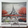 Retro Paris Eiffel Tower Chic Mural Printing Pattern Tapestry Home Living Room Bedroom Wall Decor Background Cloth Tapestry