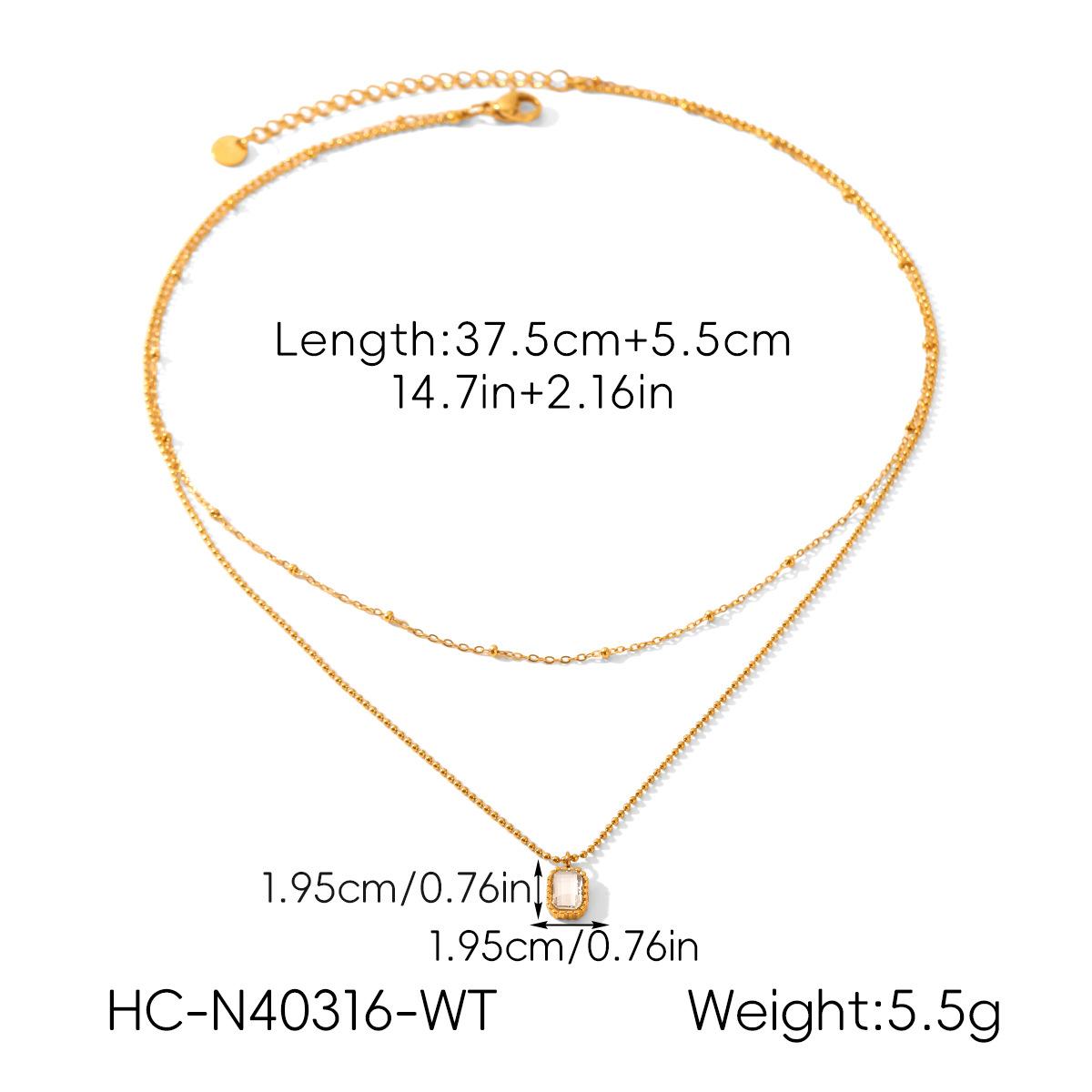 

INS Zircon Pendant Necklace Titanium Steel Gold Luxury High-End Feel Sweater Chain Long-Lasting Durable Jewelry