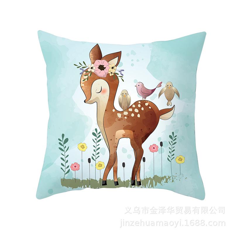 Cute Animal Cartoon Print Pillow Cover Shopee Home Supplies Car Sofa Cushion Cover