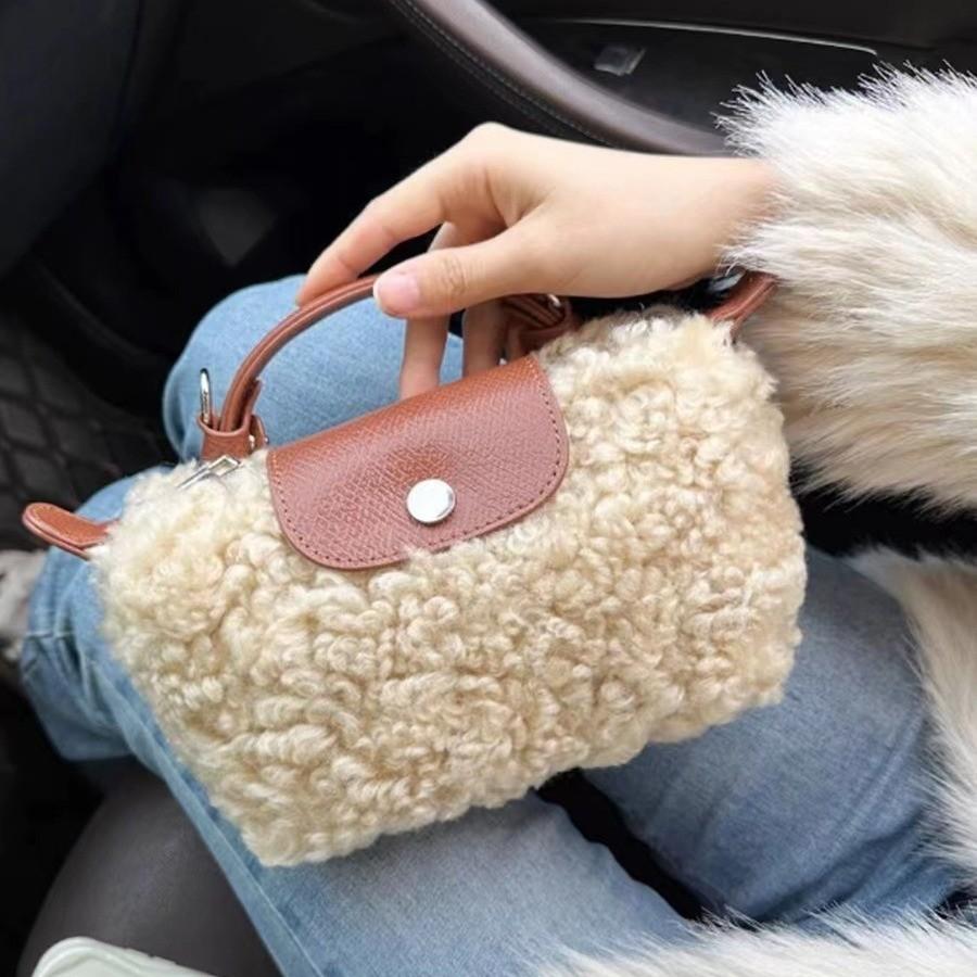 Ielgy Autumn Winter Lamb Bag Wool Bag All-Match One-Shoulder Messenger Dumpling Bag