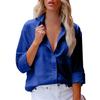Classic Women's Long Sleeve Cotton Linen Shirt Lapel Button Blouse