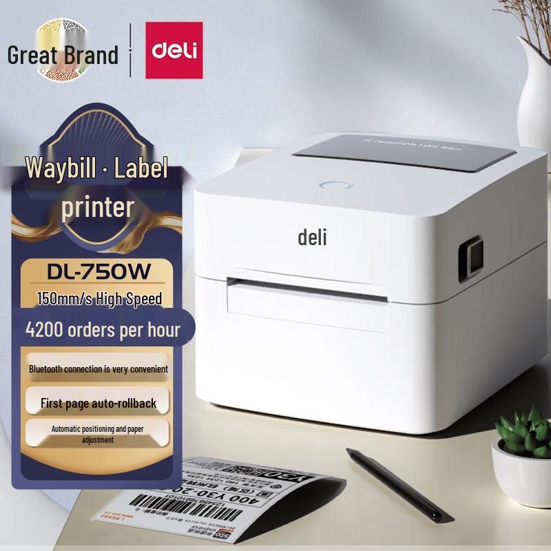 Deli 4-inch Wireless Bluetooth Thermal Label Printer CN plug (adapter included)