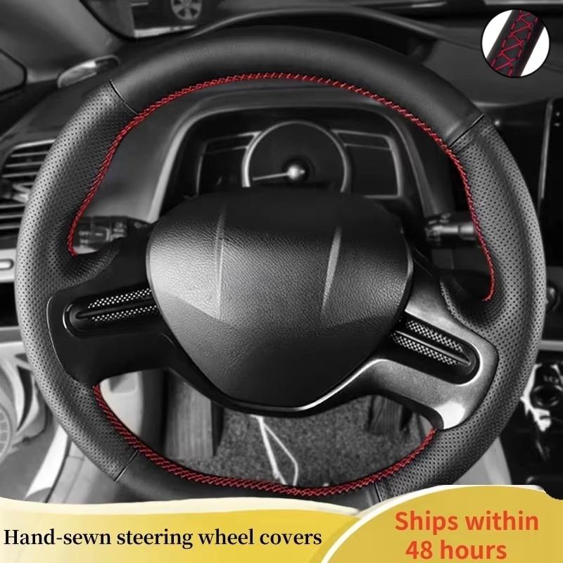 

Car Steering Wheel Cover Microfiber Leather For Honda Civic 8 2006 2007 2008 (2-Spoke) Steering Wheel Braid Car Accessory Black Thread