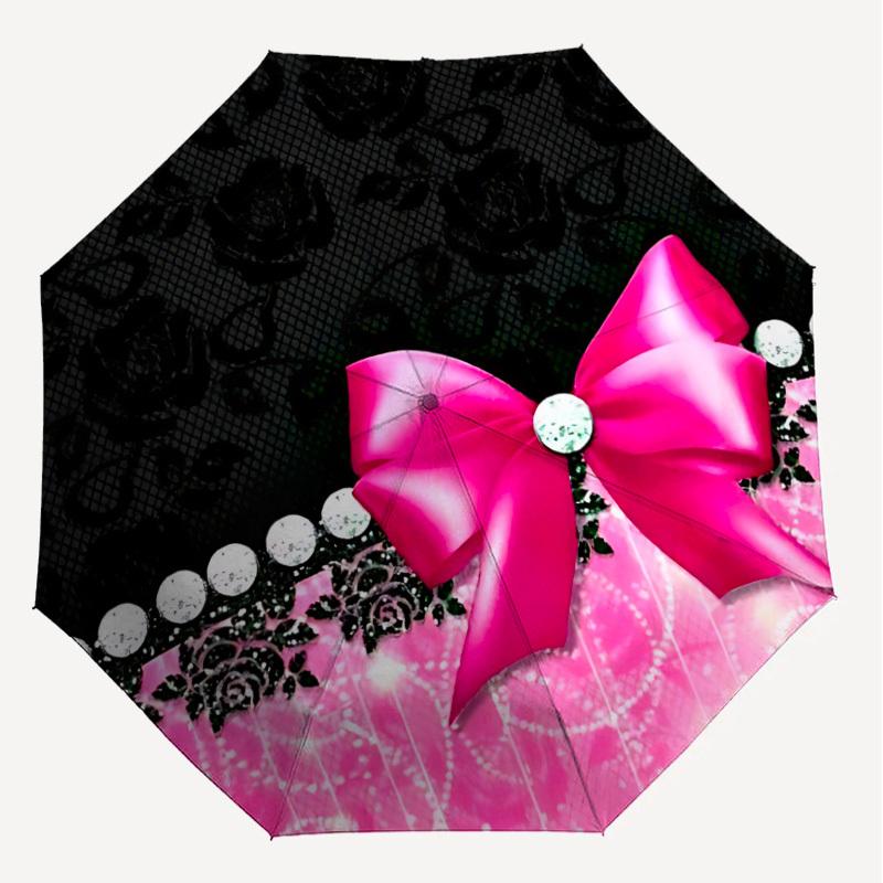1PC Bow Diamond Umbrella-8-Rib Reinforced, Automatic Open, Lightweight & Durable, Cute Fashion Accessory for Outdoor, Beach, or Casual Use, Beach Umbr