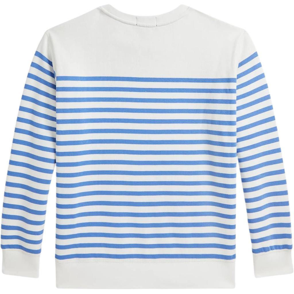 Bluza Polo Ralph Lauren Paski Wzór z Niedźwiedziem z Logo Okrągły Dekolt Długi Rękaw Odzież wierzchnia dla dzieci Biały 323965908001