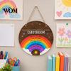 Farmhouse Classroom Sign Wooden Welcome for Door, to Our Round Smooth Surface Door Plaque Hanger, Front Hanging Sign, Back School Preschool Decoration