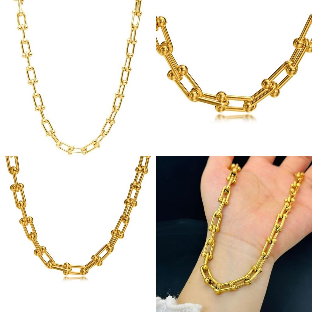 Collier Élégant en Forme de U Pour Couples Façonné en Acier Titane de Haute Qualité avec Placage Or et Design Géométrique Pour un Style Contemporain