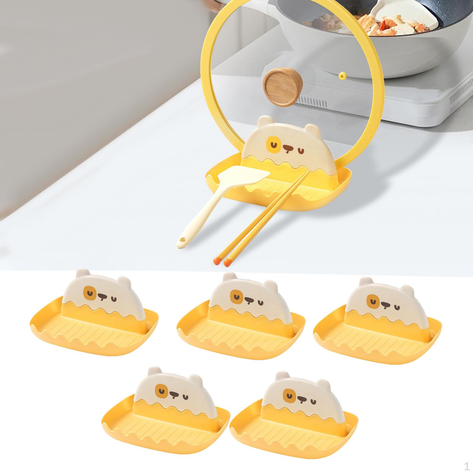 

5 Pieces Kitchen Pot Lid Rack Cover Holder Sturdy Chopsticks Storage Shelf Bracket for жовтий
