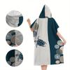 Abstract Sea Turtle Hooded Beach Towel Poncho | Navy Geometric Circle Surf Changing Robe, Flat Print, Outdoor Bath Cape