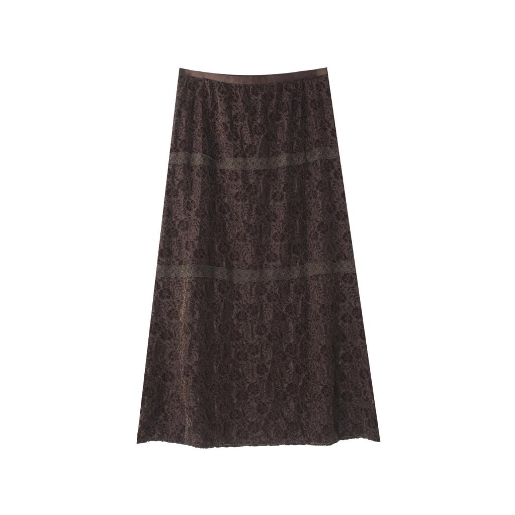 Moonlight Lover French Retro Velvet Lace Layered Women's Winter Skirt N859C