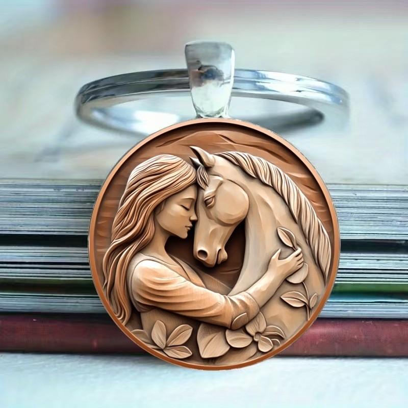 

Деревянный брелок «Девочка и лошадь» из сплава цинка для подарка и украшения