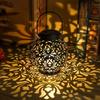 Lámpara solar LED de hierro forjado hueco, luz de proyección, lámparas colgantes para exteriores, impermeable, decoración artística para jardín y patio