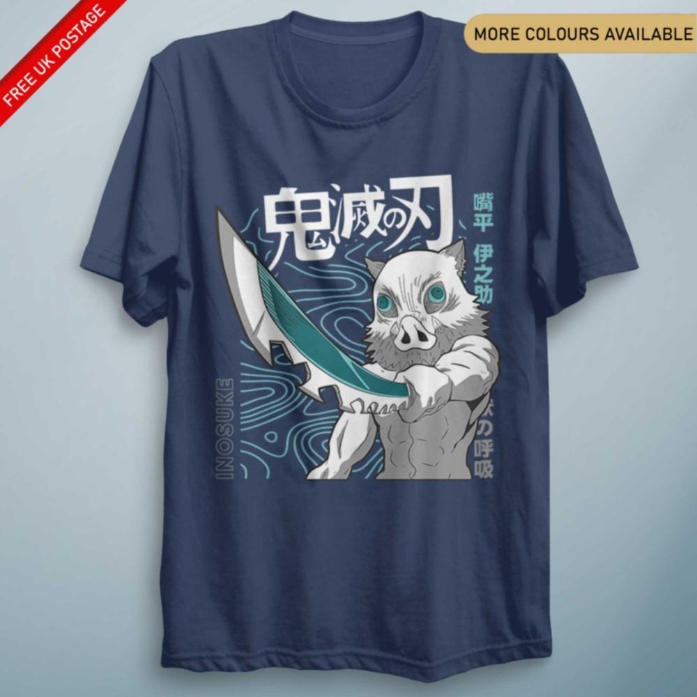Demon Shirt Anime Inosuke Sword Anime Gift Boar Head T Shirt Funny Merch Tee S