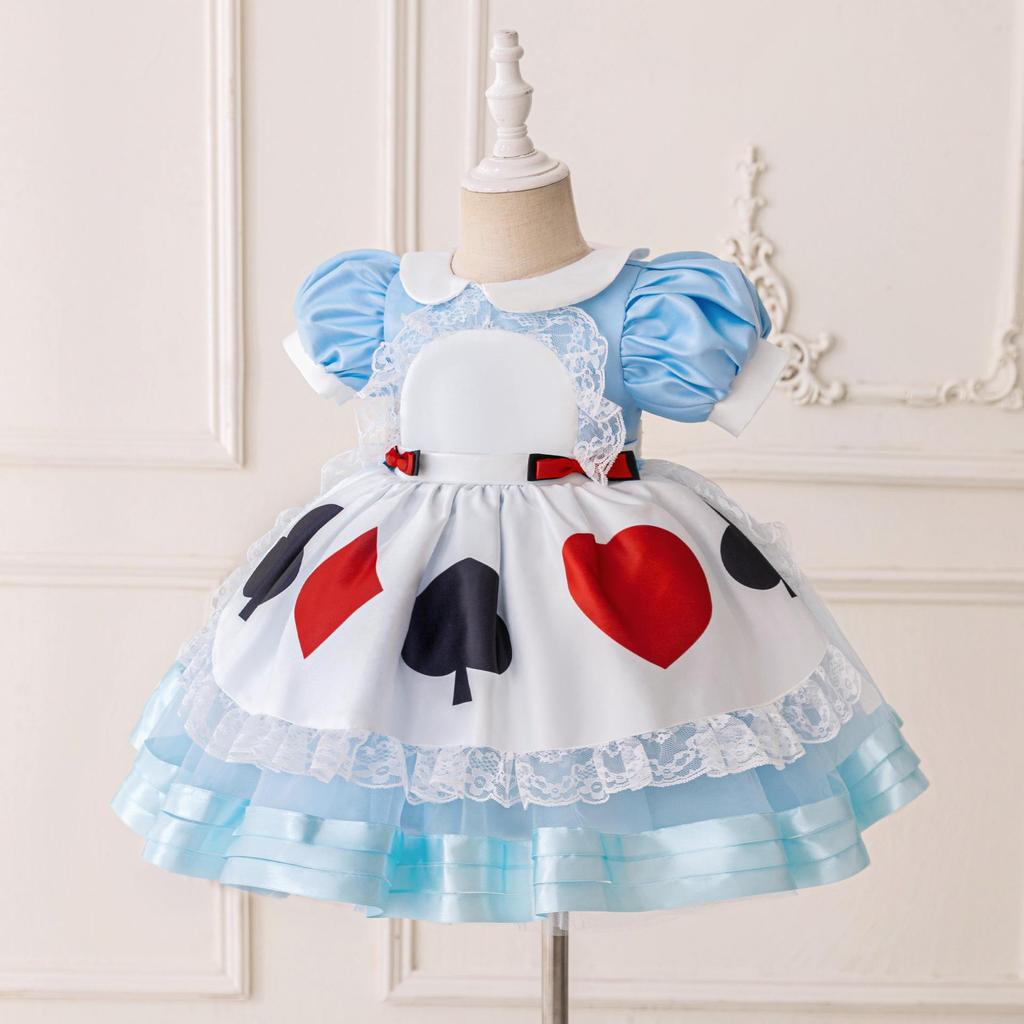 Girls' Alice in Wonderland Pleated Lace Princess Dress