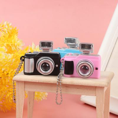 Mini Digital Camera Model 1:12 Dollhouse Camera Led Flash Keychain Decor Toy