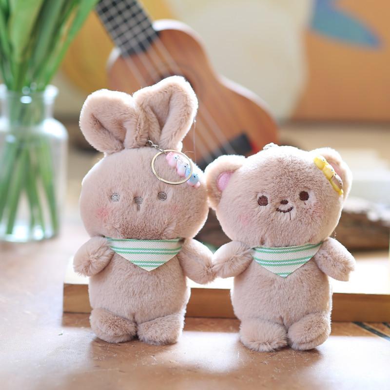 Cute Bunny Plush Keychain Ultra-soft Short Plush Stuffed Animal Backpack Accessory