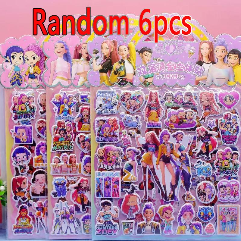 2025 @ 1PCS Kpop Demon Hunters Stickers for Kids Waterproof DIY Bike Laptop Laptop Refrigerator  Double Layered 3D Sticker Gift