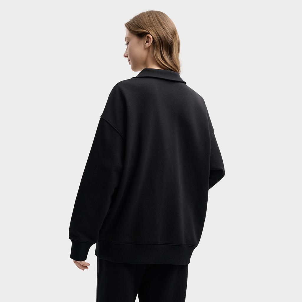 Fila Original Peony Half-Zip Classic Retro Minimalist Casual Comfortable Sweatshirt Unisex Sweatshirt Black F51U619204FBK