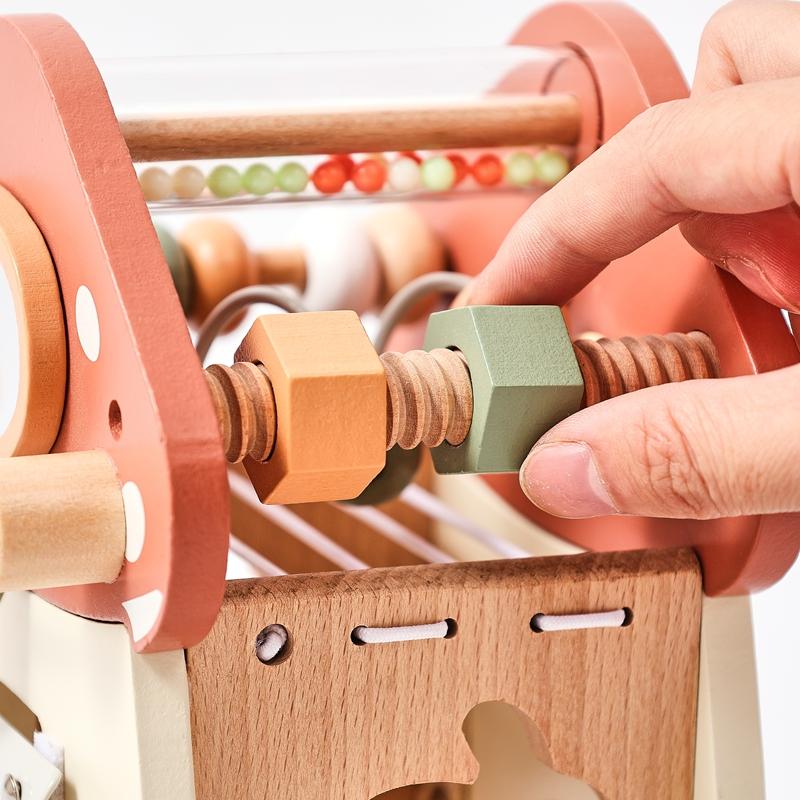 Custom Montessori Mushroom House Toy Wooden Percussion Music Toy Unlock/Place/Shape Match Game Finger Sensory Education Kid Gift