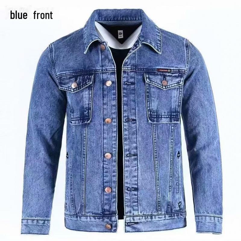

Мужская джинсовая куртка в корейском стиле 2024 года — повседневный тренд весны/осени, универсальная студенческая рубашка 5XL синий