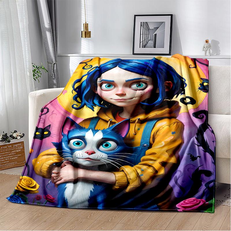 New Coraline Horror Cartoon Gift Soft Flannel Blanket,Throw Blanket Comfortable Blanket for Beds Sofa Home Bedroom Kids