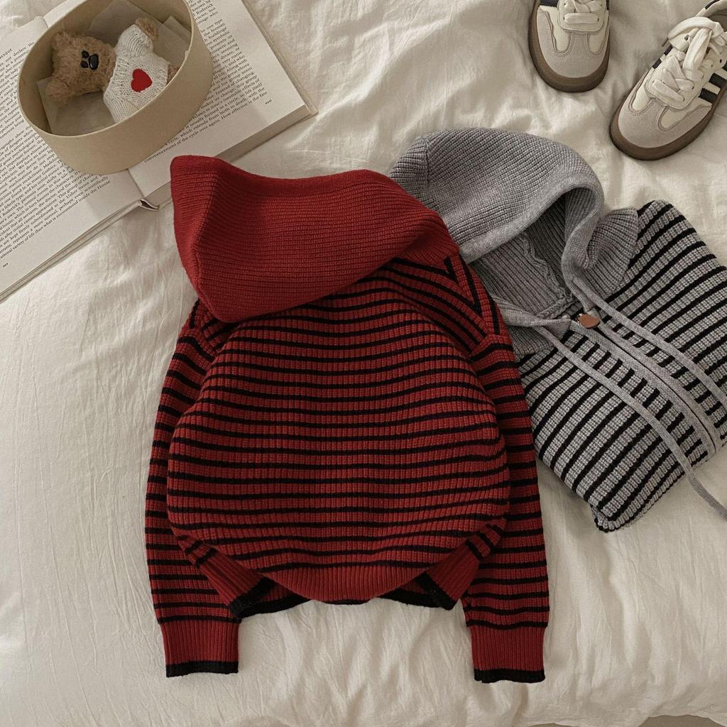 2025 A/W Striped Unisex Kids' Stylish Zip-Up Hoodie
