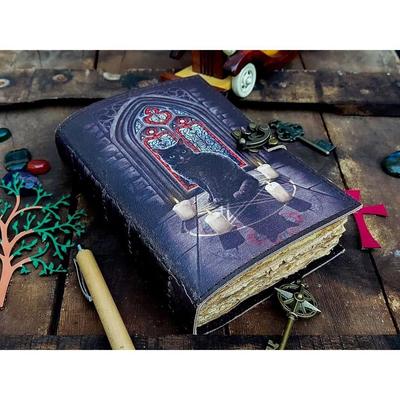 Ledertagebuch Zauberer Katzenbuch Blanko Magisches Notizbuch Buch der Schatten Wicca