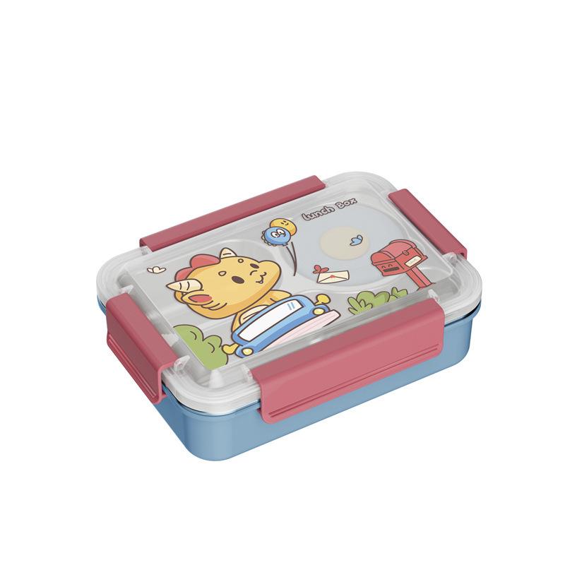Creative Cartoon Portable Insulated Bento Lunch Box for Students - Reusable and Compartmentalized, 304 Stainless Steel.