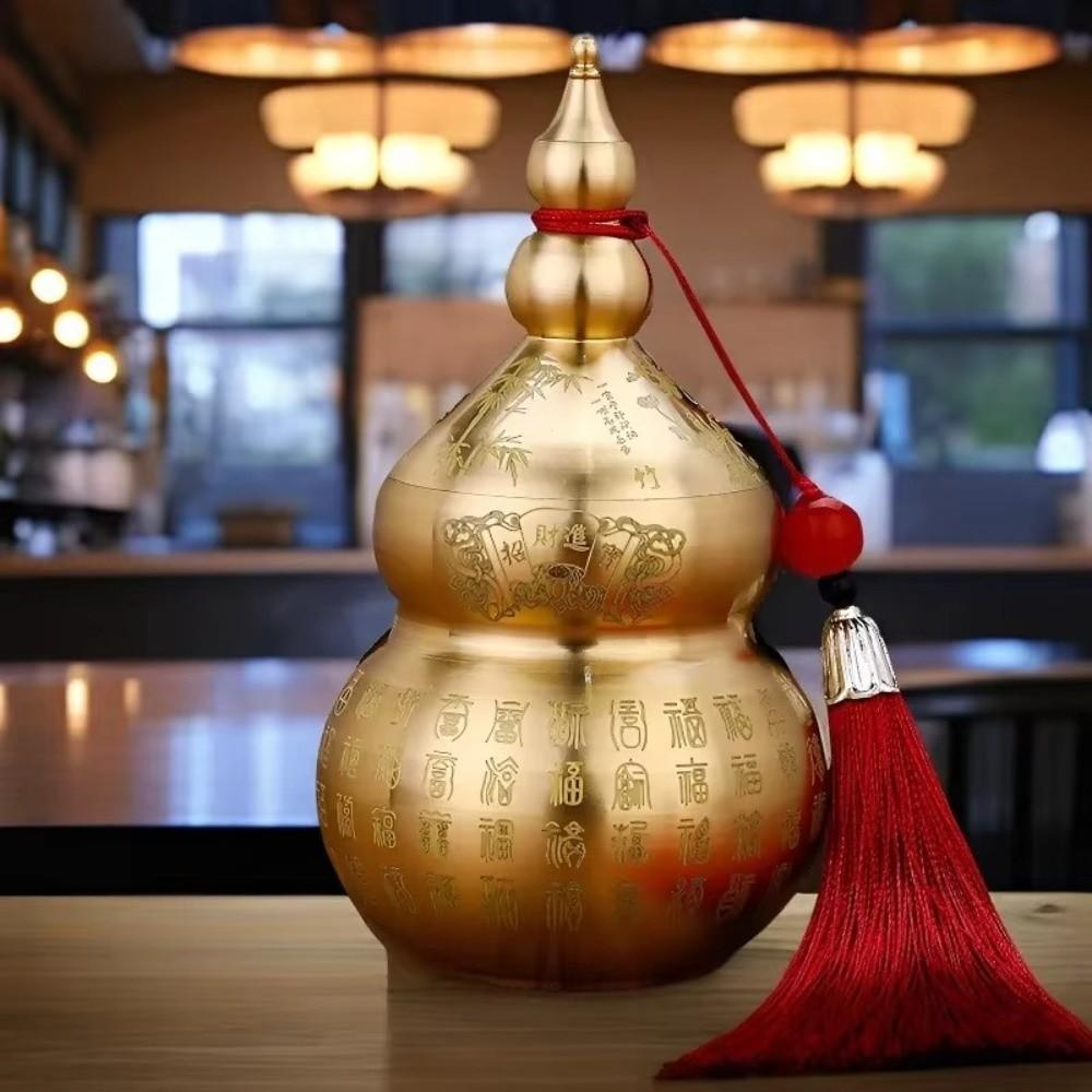 Mini Size Brass Feng Shui Gourd Chinese-Style Wealth-Bringing Gourd  Desktop Decoration
