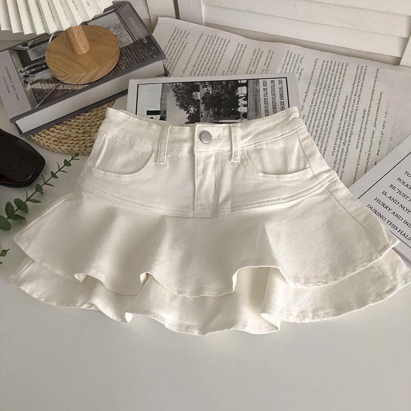 Girls Skirt New Fashionable Spring and Summer Elastic Waist Casual Simple Solid Color Sweet Girls Mini Skirts