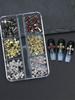 60pcsY2K Gold, Silver And Black Cross Nail Decoration Set With Rhinestones Black, White, Pink, Red Rhinestones Alloy Nail Art
