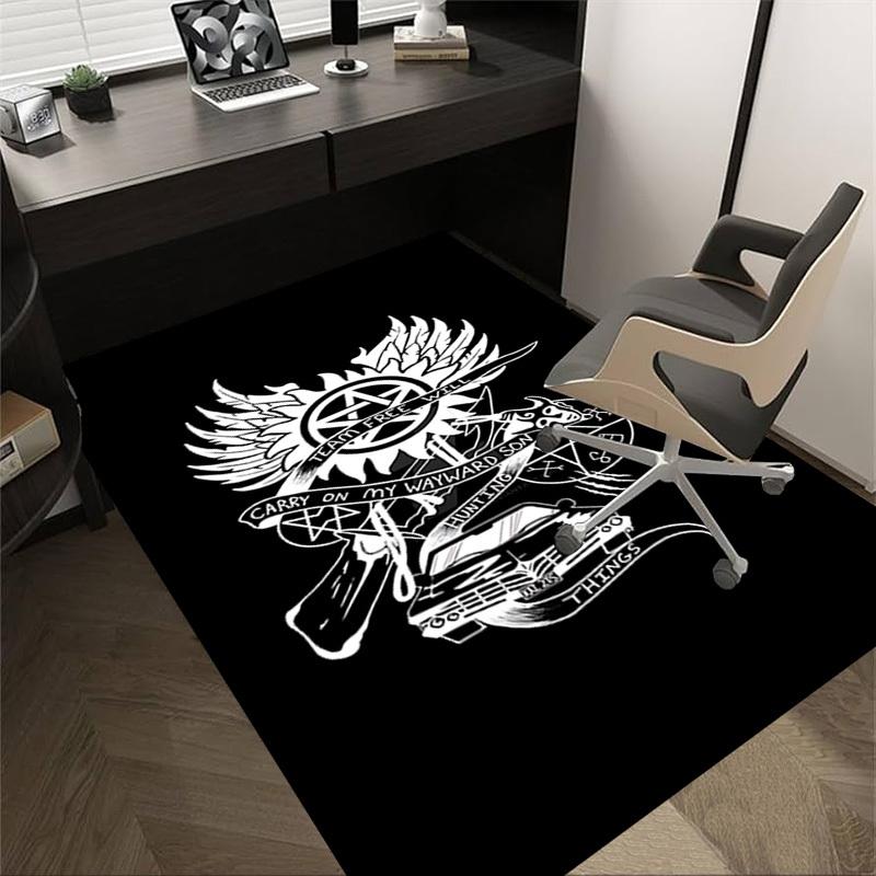 1pc Team Free Will Hunting Things Home Office, Durable Polyester Floor Mat with Easy, Office Decor, Urban Style, Nonslip Backing