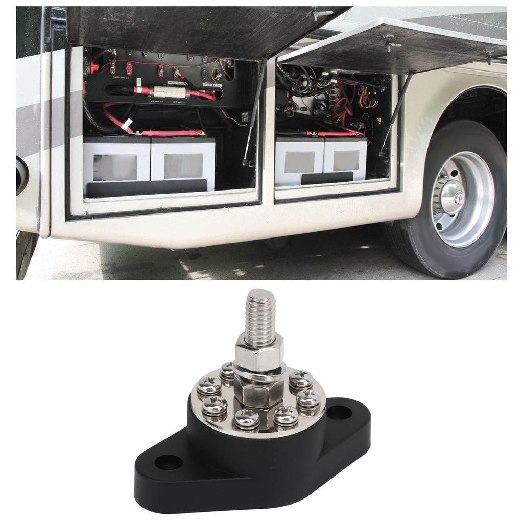 3/8in 180A Power Distribution Block 8+1 Point Bus Bar Junction Post with Transparent Cover