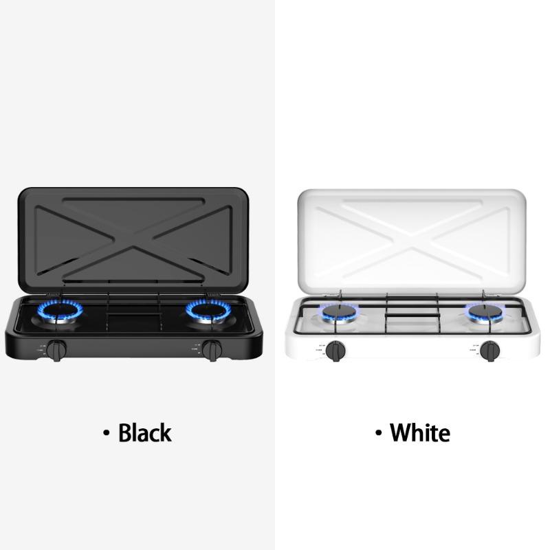 Two Burner Gas Stove Portable Camping Gas Stove Burner Foldable Brazier Camping Hiking Supplies Equipment Outdoor Accessories