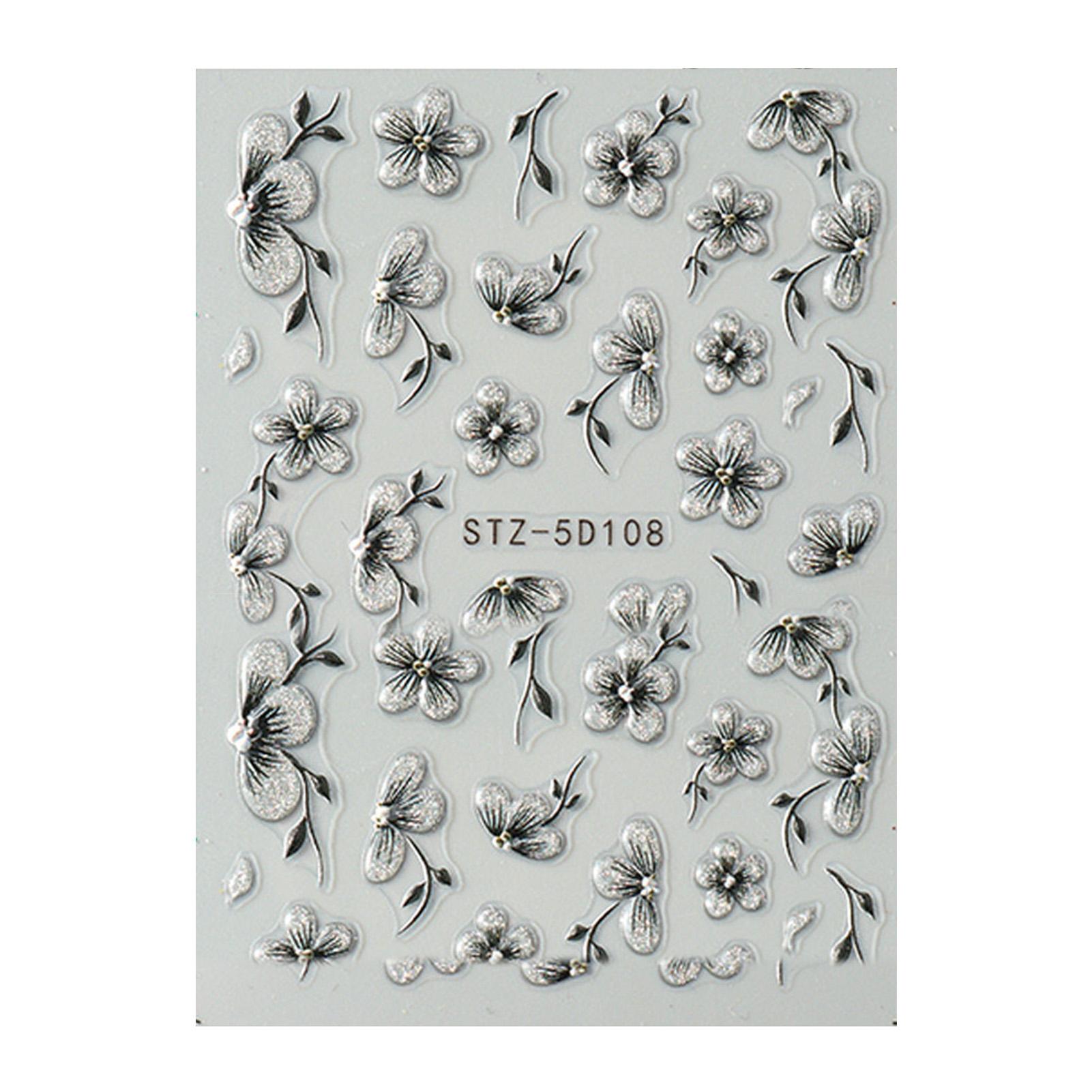 Nail Stickers 5D Embossed Floral Nail Stickers Elegant Flower Patterns Nail Stickers For Parties Wedding Dating Daily Life