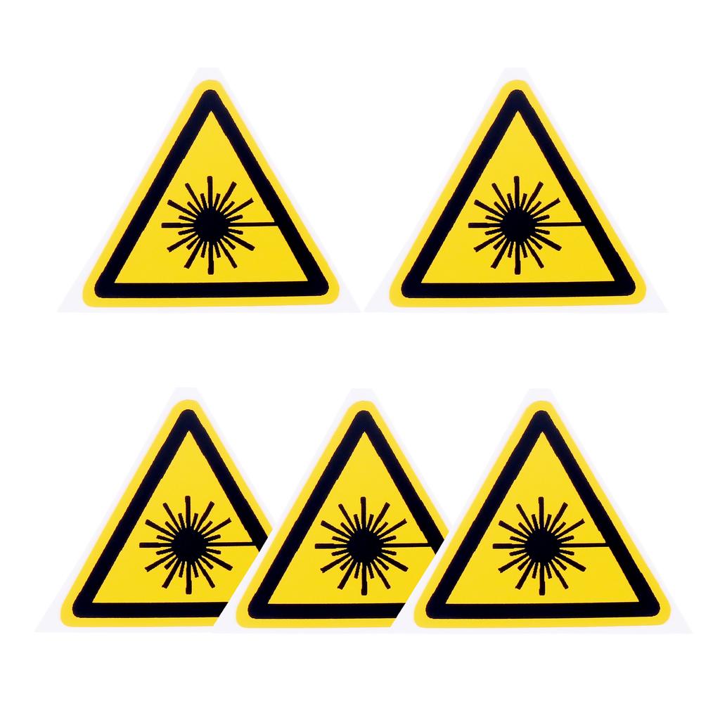 5pcs Triangle Warning Sign Sticker 2.5/5cm Alarm Logo Label Beware Hurting Heating Corrosion Poison Laser Bumping Self-Adhesive